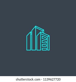 commercial property concept blue line icon. Simple thin element on dark background. commercial property concept outline symbol design from real estate set. Can be used for web and mobile UI/UX