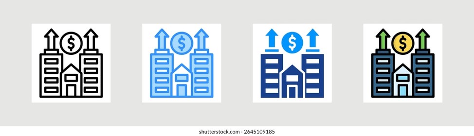 Estilo Múltiplo do Conjunto de Coleções de Ícones de Propriedade Comercial