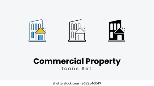 Commercial Property Vector icon set vector stock illustration