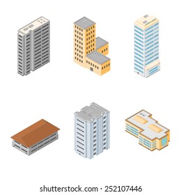 Commercial and residential buildings. Isometric Buildings. Generic Isometric Buildings.