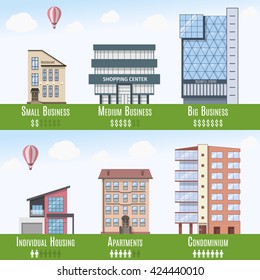 Commercial and Residential Real Estate Infographics. Vector illustration