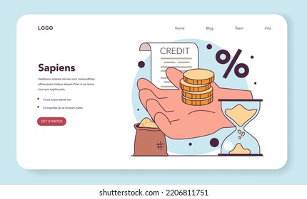 Commercial Revolution web banner or landing page. Financial services such as banking, insurance and investing development and growth. Colonialism and mercantilism period. Flat vector illustration