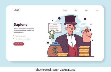 Commercial Revolution Web Banner Or Landing Page. Banking System Growth. Early Monopoly Establishment, Exclusive Control Of A Market. Capitalism And Trade Development. Flat Vector Illustration