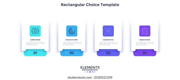 Commercial and scientific analytics rectangular choice infographic chart design template. Research technology infochart with icons. Instructional graphics with 4 steps. Visual data presentation