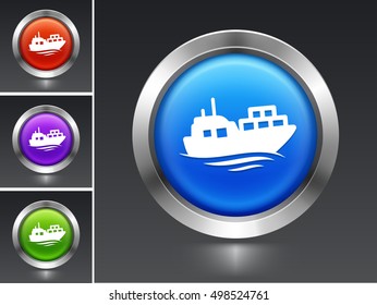 Commercial Ship on Blue Round Button