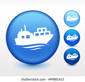Commercial Ship on Blue Round Button