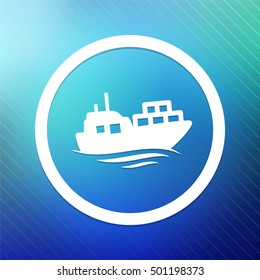 Commercial Ship on Blue Round Button