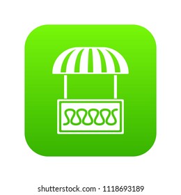 Commercial stall icon green vector isolated on white background
