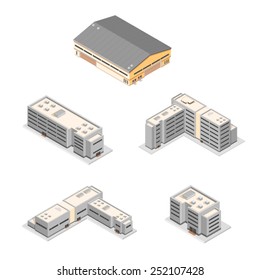 Commercial and State buildings. Isometric Buildings. Various Large Buildings.