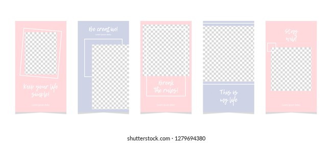 Commercial stories design, eps 10. Editable story cover design for promotion. Geometrical elements, trendy colours.
