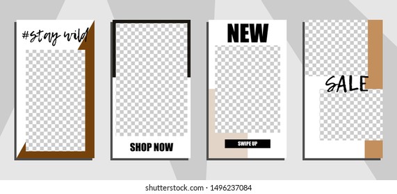 Commercial stories design, eps 10. Editable story cover design for promotion. Geometrical elements, trendy colours.