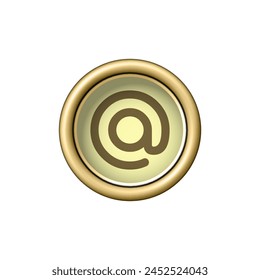 Commercial At Symbol on vintage golden typewriter button