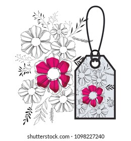 commercial tag hanging with floral decoration