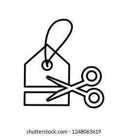 commercial tag hanging with scissors