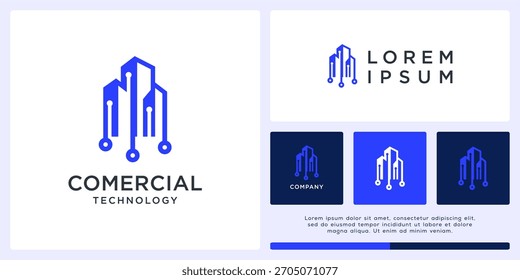 Diseño de logotipo de edificio de tecnología comercial