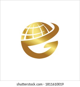 Commercial Text Base Globe Logo Design