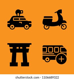 commercial, tourist, biker and traditional icons set. Vector illustration for web and design