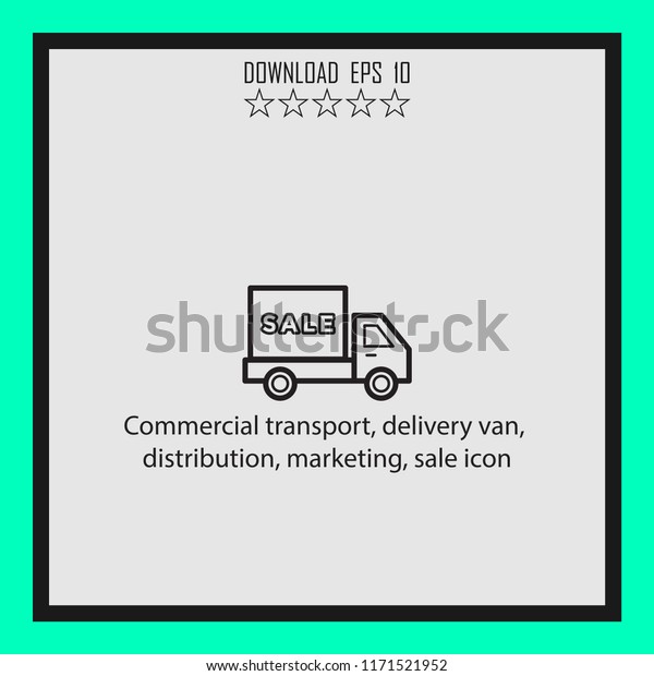 Commercial transport, delivery van, marketing \
vector icon