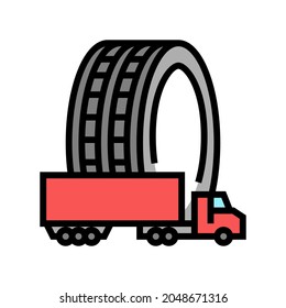 Commercial Truck Tires Color Icon Vector. Commercial Truck Tires Sign. Isolated Symbol Illustration