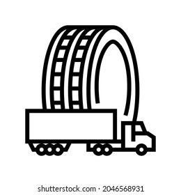 Commercial Truck Tires Line Icon Vector. Commercial Truck Tires Sign. Isolated Contour Symbol Black Illustration