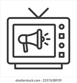 Commercial Tv Outline Icon Vector Illustration