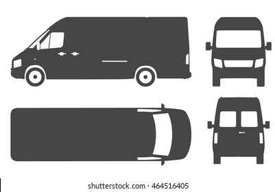 Commercial Van Bus Icon Set Vector Illustration