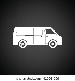 Commercial van icon. Black background with white. Vector illustration.