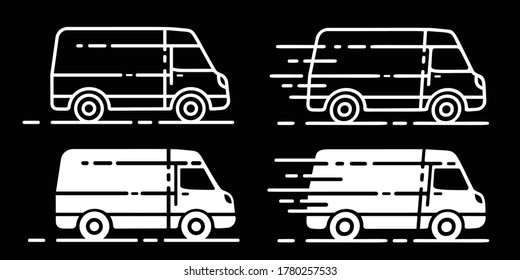Icono de furgoneta comercial. Icono de furgoneta de entrega. Vector e ilustración.