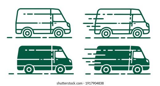 Icono de furgoneta comercial. Icono de furgoneta de entrega. Vector e ilustración.