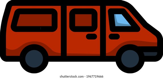 Commercial Van Icon. Editable Bold Outline With Color Fill Design. Vector Illustration.