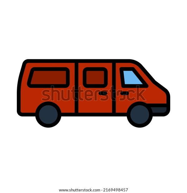 Commercial Van Icon. Editable Bold Outline\
With Color Fill Design. Vector\
Illustration.