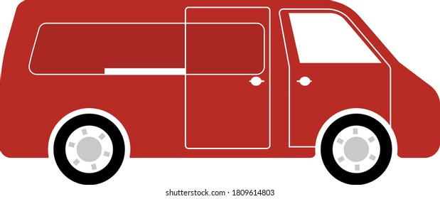 Commercial Van Icon. Flat Color Design. Vector Illustration.