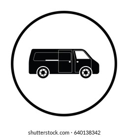 Commercial van icon. Thin circle design. Vector illustration.