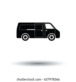 Commercial van icon. White background with shadow design. Vector illustration.