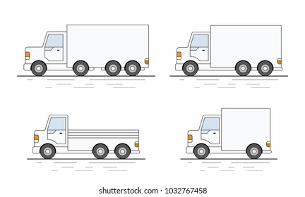 Commercial van icons set