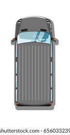 Commercial van isolated top view icon. Commercial truck, modern lorry car, freight transport side view vector illustration.