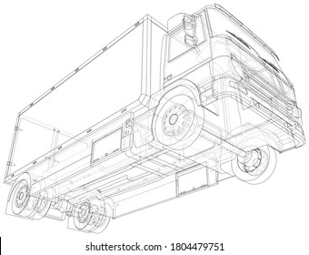 Commercial van truck. Vector Illustration of freight truck. The layers of visible and invisible lines are separated. EPS10 format.