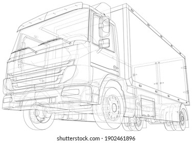 Commercial Van Vector Trucking Vehicle Wireframe Stock Vector (Royalty ...