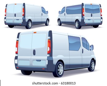 Commercial Vehicle - Delivery Van On White Background.