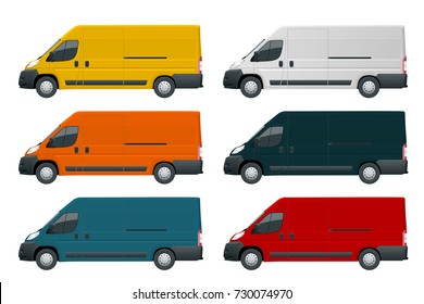 Commercial vehicle or Logistic car. Cargo minivan isolated on white background Side view Change the color in one click All elements in groups on separate layers