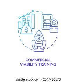 Commercial viability training blue gradient concept icon. Startup funding source abstract idea thin line illustration. Sustain profit. Isolated outline drawing. Myriad Pro-Bold font used