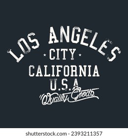 Commercial Vintage college text print slogan Los Angeles city California USA , with quality goods