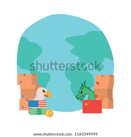 commercial war between china and usa design, Money finance commerce market payment invest and buy theme Vector illustration