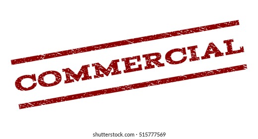 Commercial watermark stamp. Text caption between parallel lines with grunge design style. Rubber seal stamp with scratched texture. Vector dark red color ink imprint on a white background.