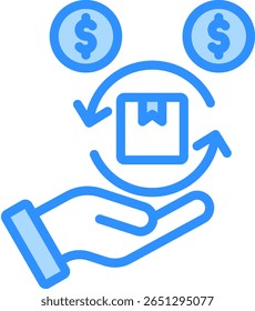 Ilustração do vetor de cor azul do ícone de comercialização
