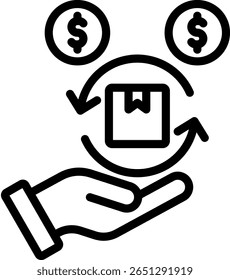 Ilustração de vetor de contorno de ícone de comercialização