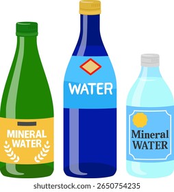 Commercially available glass bottled mineral water