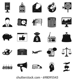 Commercials icons set. Simple set of 25 commercials vector icons for web isolated on white background