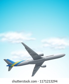 Commerical airplane flying above illustration