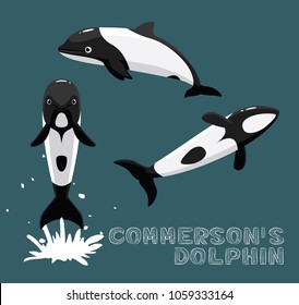 Commerson's Dolphin Cartoon Vector Illustration
